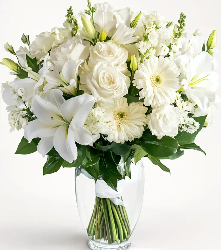 All-White Full Blossom Floral Bouquet