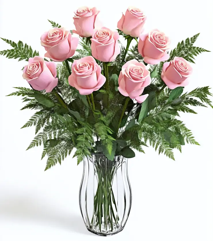 One Dozen Pink Roses