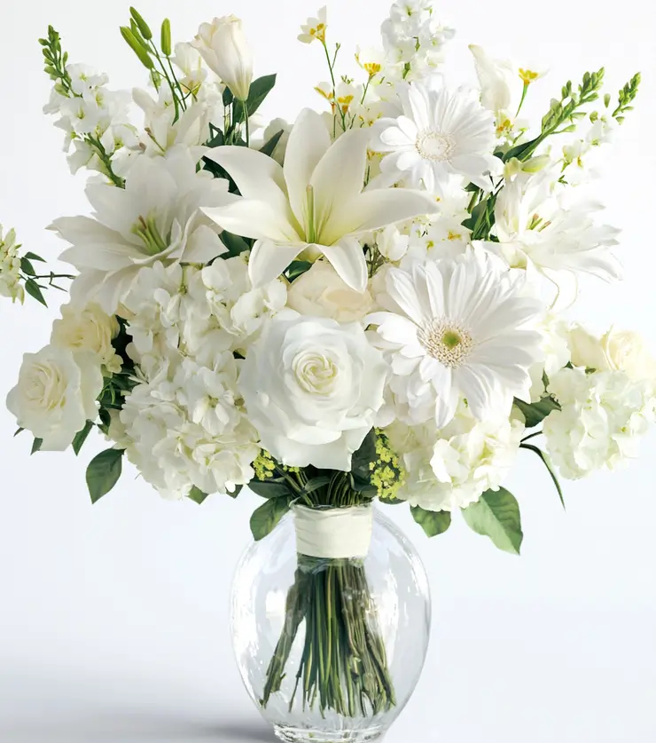 All-White Full Blossom Floral Bouquet