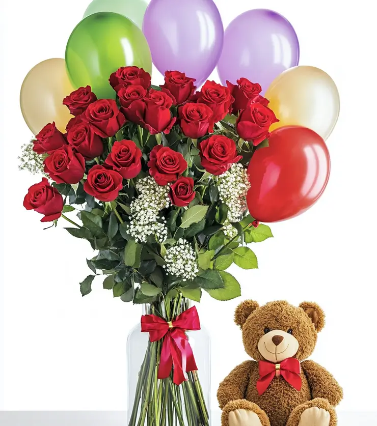 Roses Balloons Teddy
