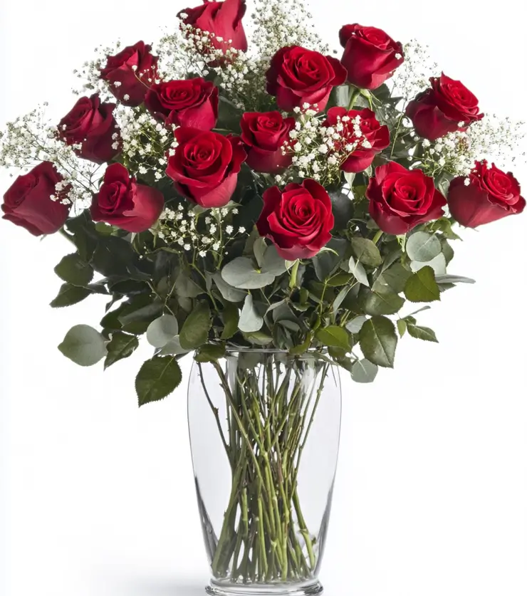 Red Roses in a Glass Vase